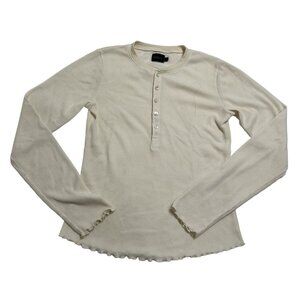 WSLY Rivington Ribbed Henley Shirt in Cream
